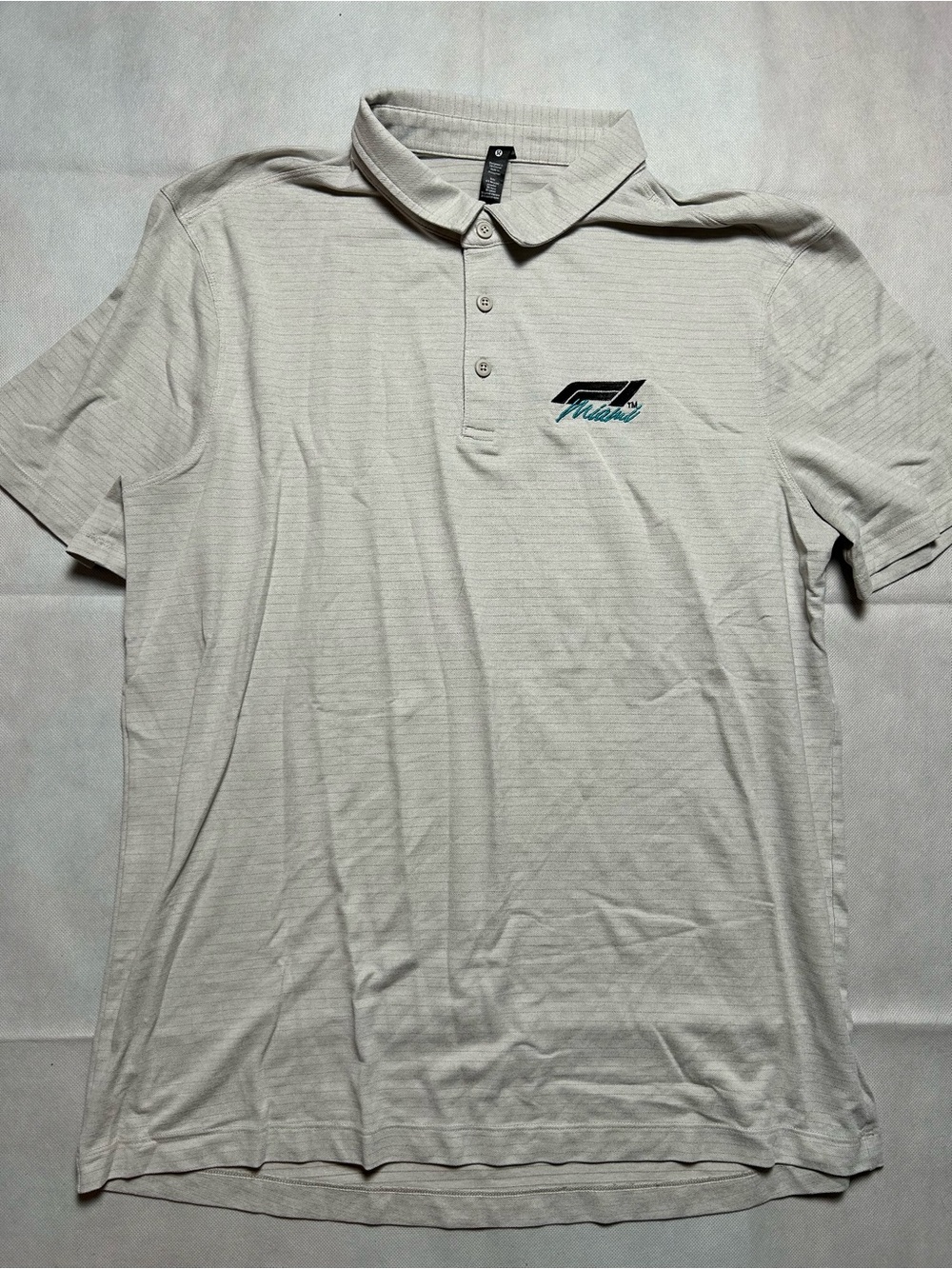Lululemon evolution light grey polo with F1 Miami embroidery size XL